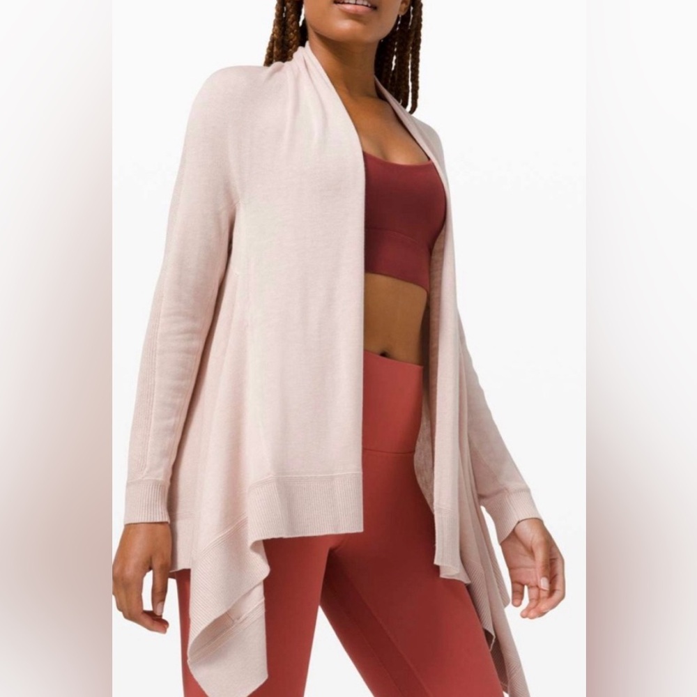 LULULEMON cashlu knit wrap pink bliss cardigan sweater M/L